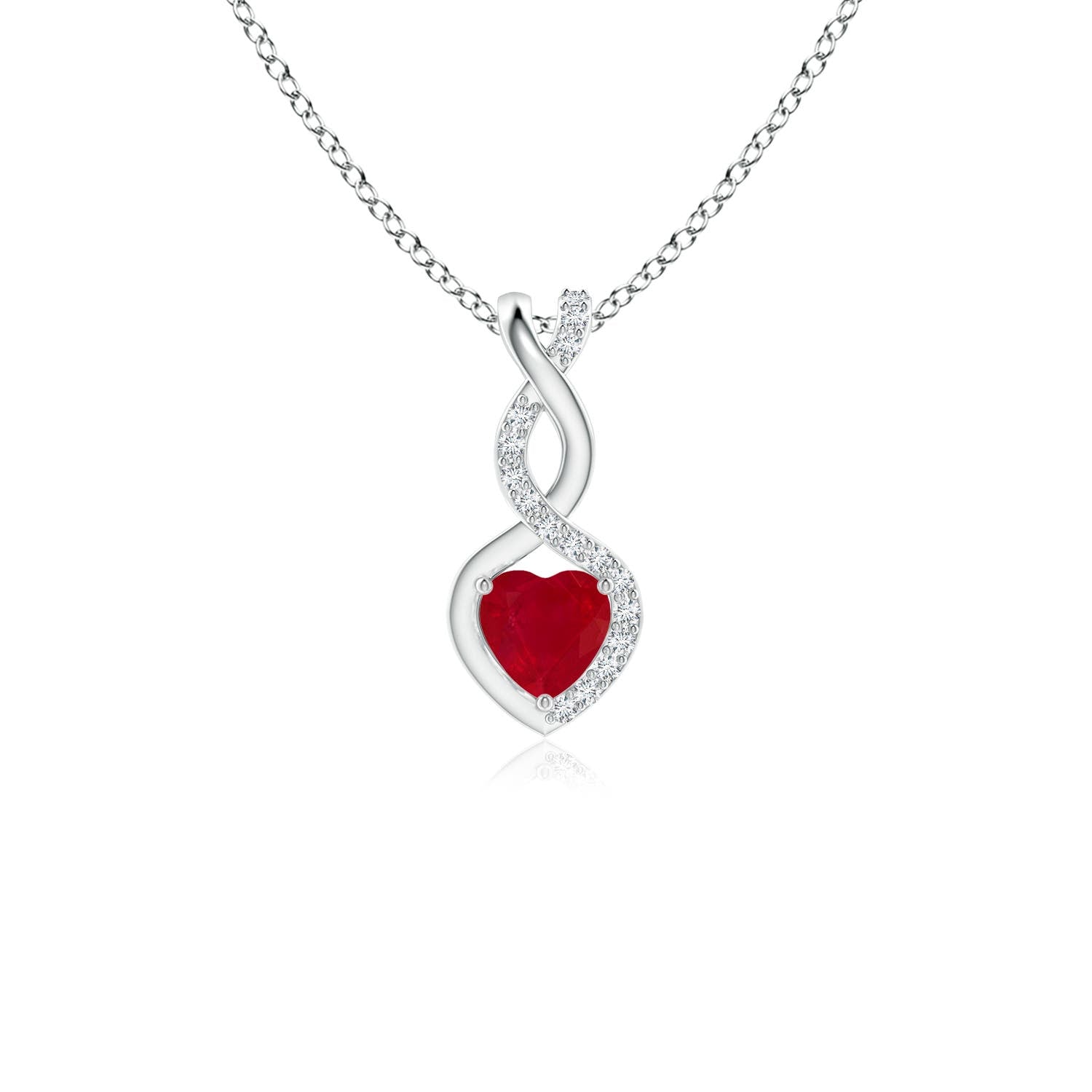 Ruby Infinite Heart Pendant with Diamonds