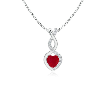 Ruby Infinite Heart Pendant with Diamonds