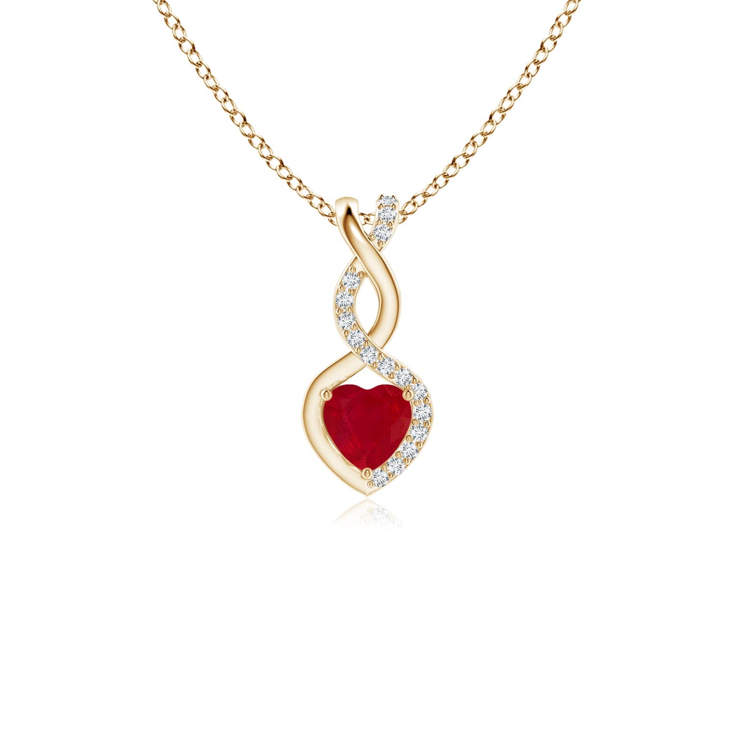 Ruby Infinite Heart Pendant with Diamonds