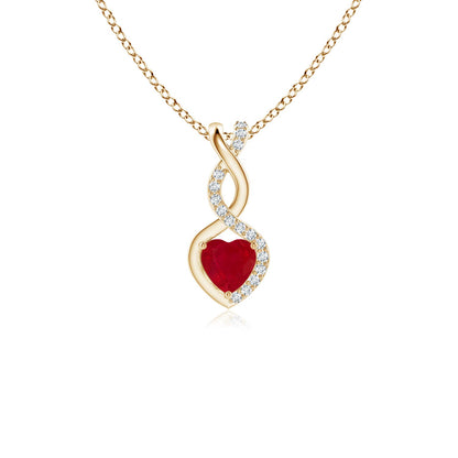 Ruby Infinite Heart Pendant with Diamonds