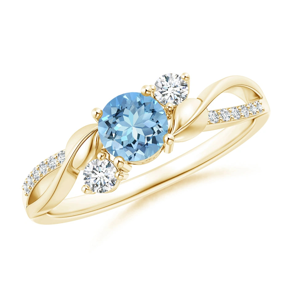 Aquamarine and Diamond Twisted Vine Engagement Ring