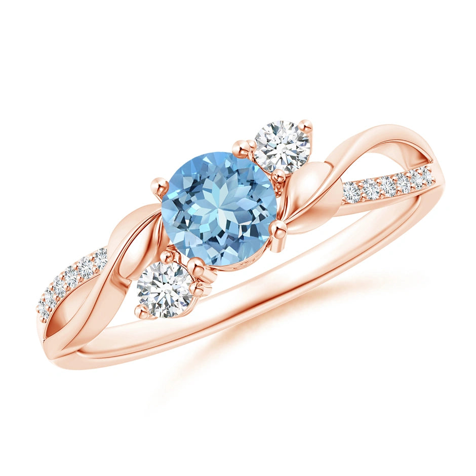 Aquamarine and Diamond Twisted Vine Engagement Ring