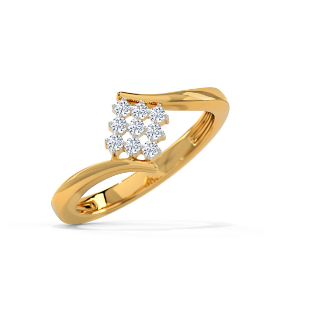 Gold ring with diamond cluster on a white background, lab grown diamond in hyderabad
