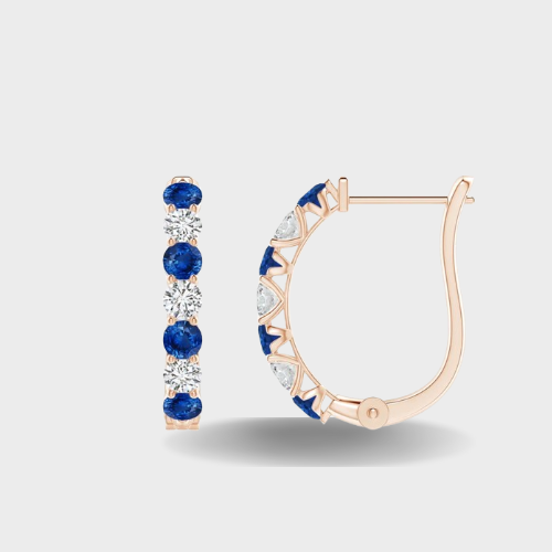 Sapphire and Diamond Huggie Hoop Earrings