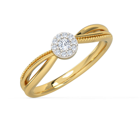 Gold ring with a diamond on a white background, lab grown diamond in hyderabad