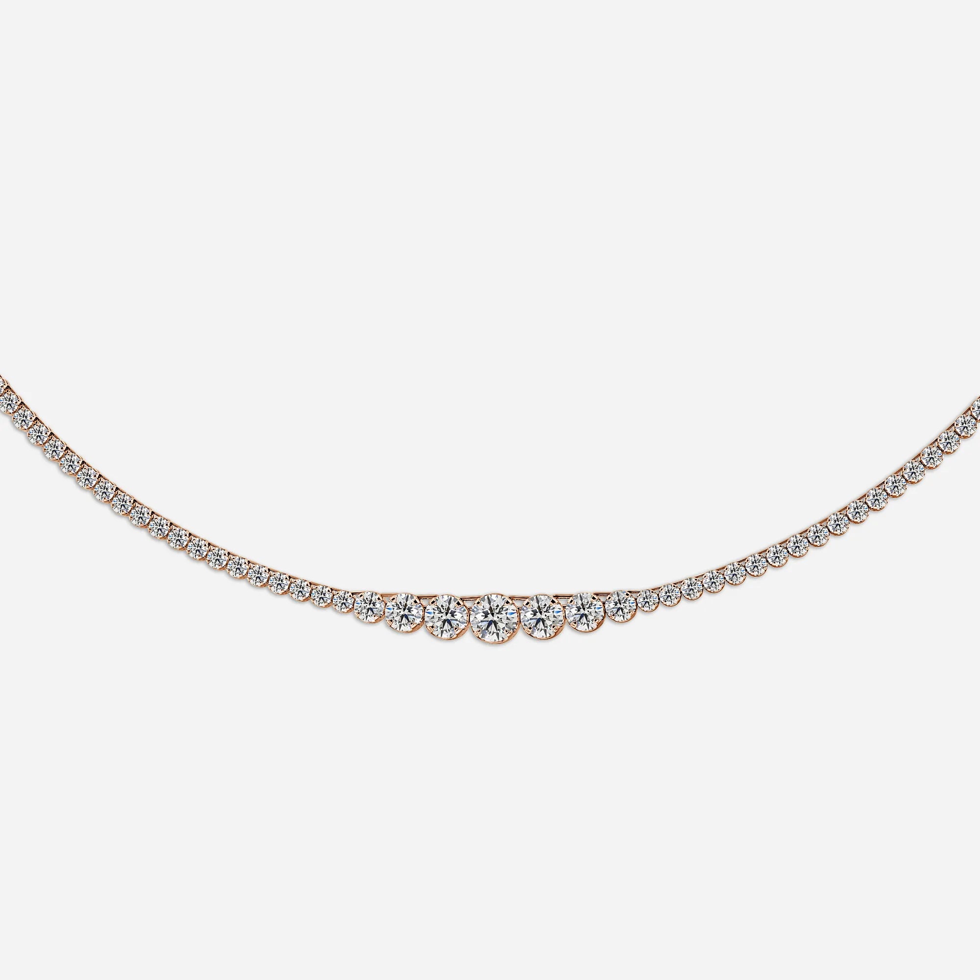 8.76 Carat Lab Grown Graduated Diamond Tennis Necklaces