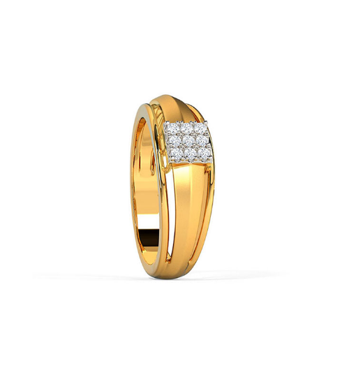 Gold ring with diamond accents on a white background, lab grown diamond in hyderabad