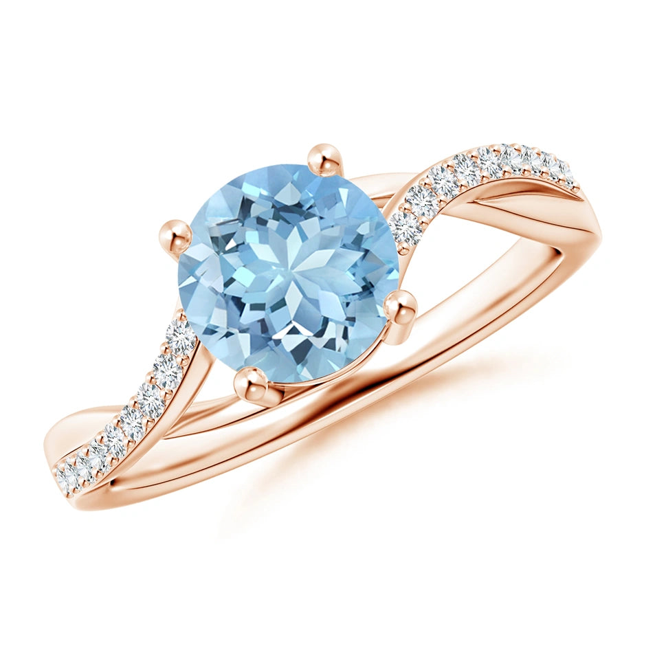 Aquamarine Twisted Split Shank Engagement Ring