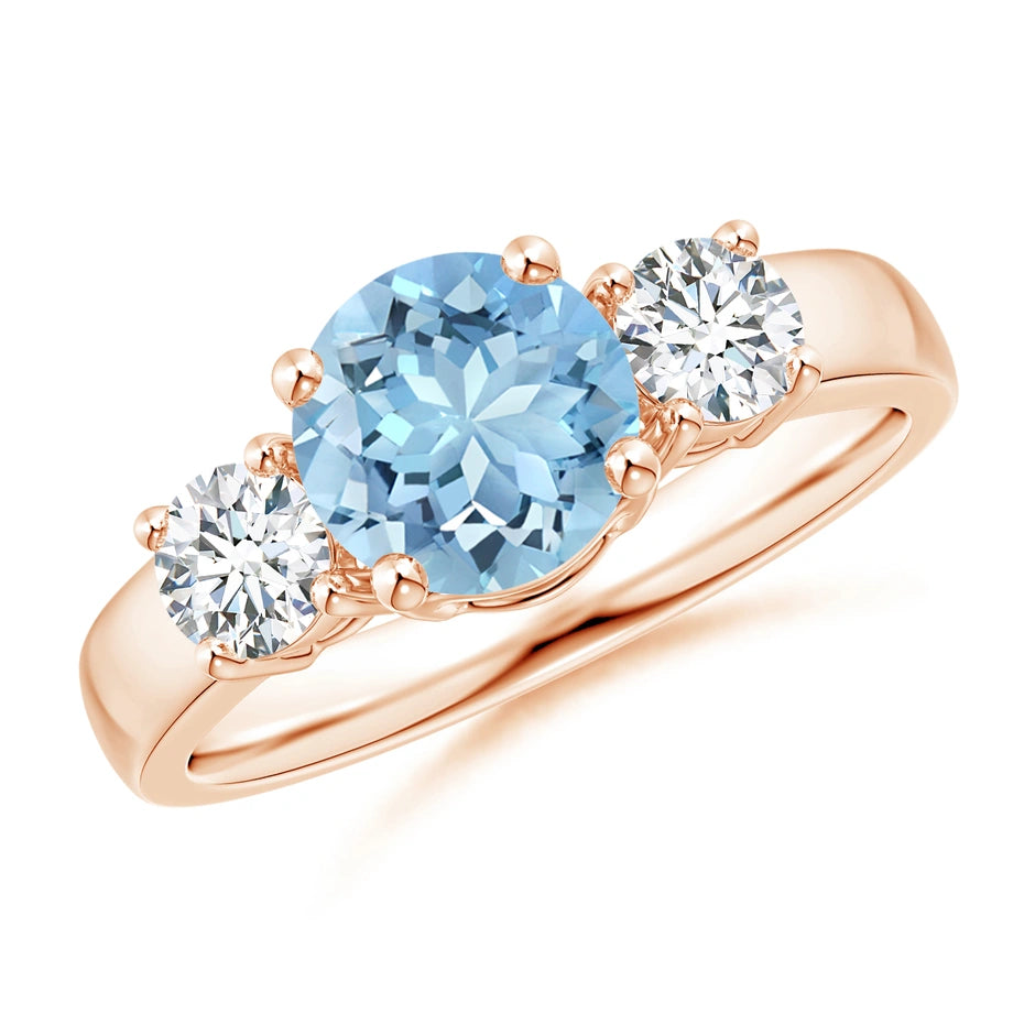 Aquamarine and Diamond 3 Wedding Ring