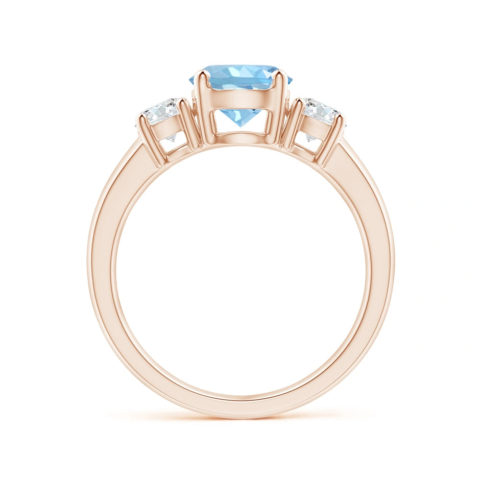 Aquamarine and Diamond 3 Wedding Ring