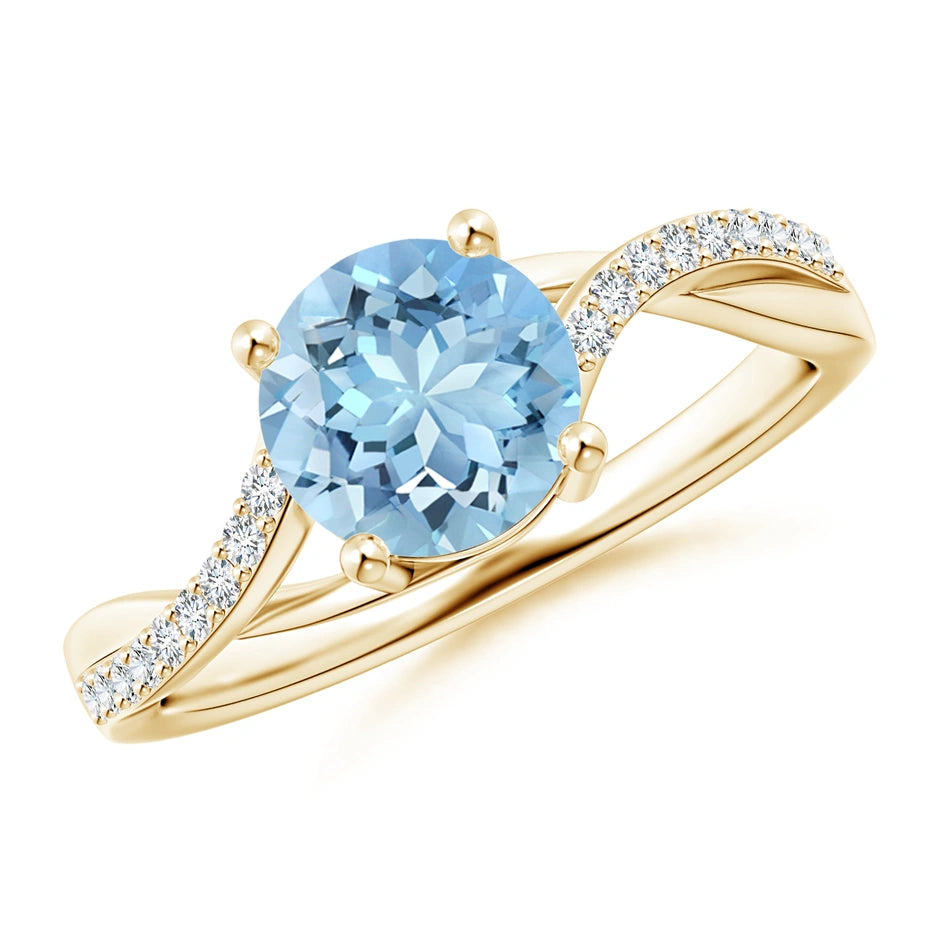 Aquamarine Twisted Split Shank Engagement Ring