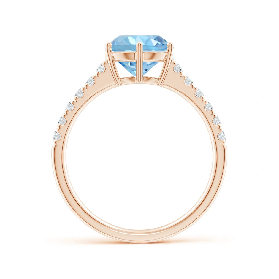 Aquamarine Solitaire Engagement Ring with Diamond Accents