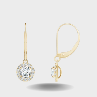 Round Diamond Dangle Earrings with Halo