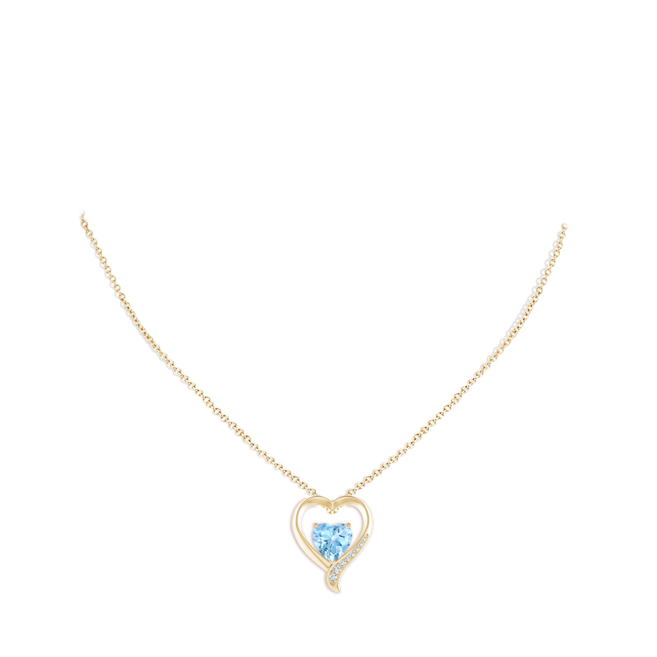 Aquamarine and Diamond Open Heart Pendant