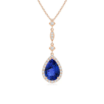 Tanzanite Teardrop Pendant with Diamond