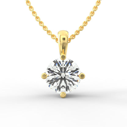 Timeless Elegance: Classic Solitaire Diamond Pendant with Subtle Gold Accent