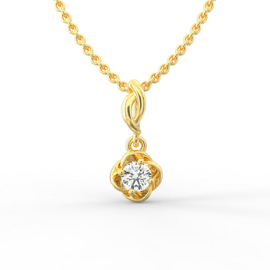 Radiant Elegance: Swirling Gold Solitaire Pendant with Lab-Grown Diamond