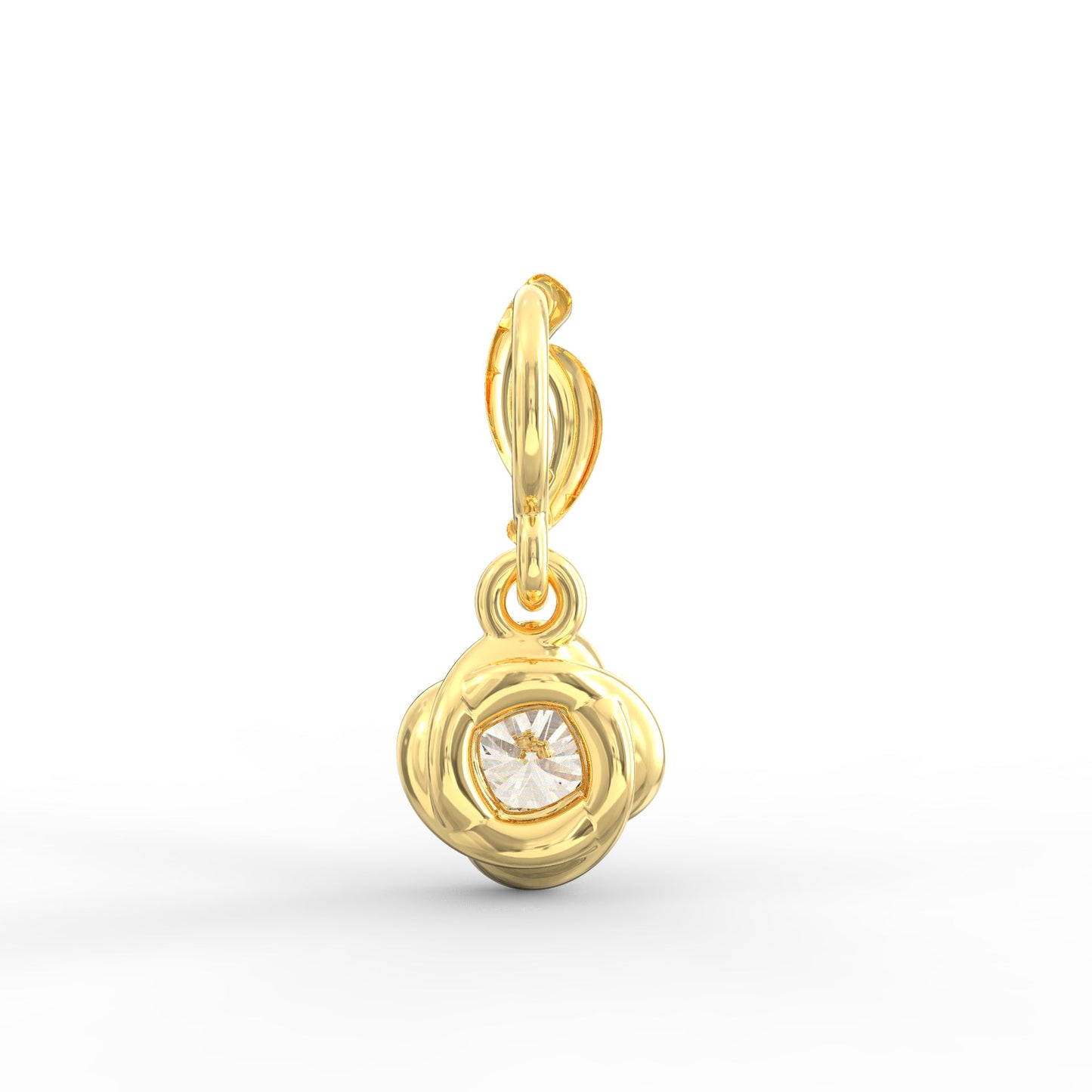 Radiant Elegance: Swirling Gold Solitaire Pendant with Lab-Grown Diamond