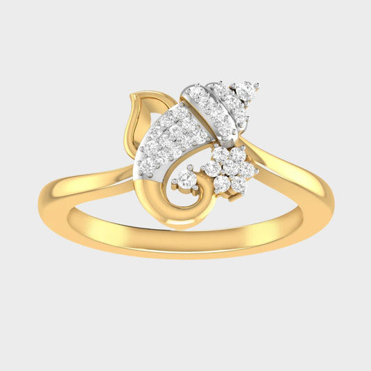 Real Diamond Ganesha Design Ring