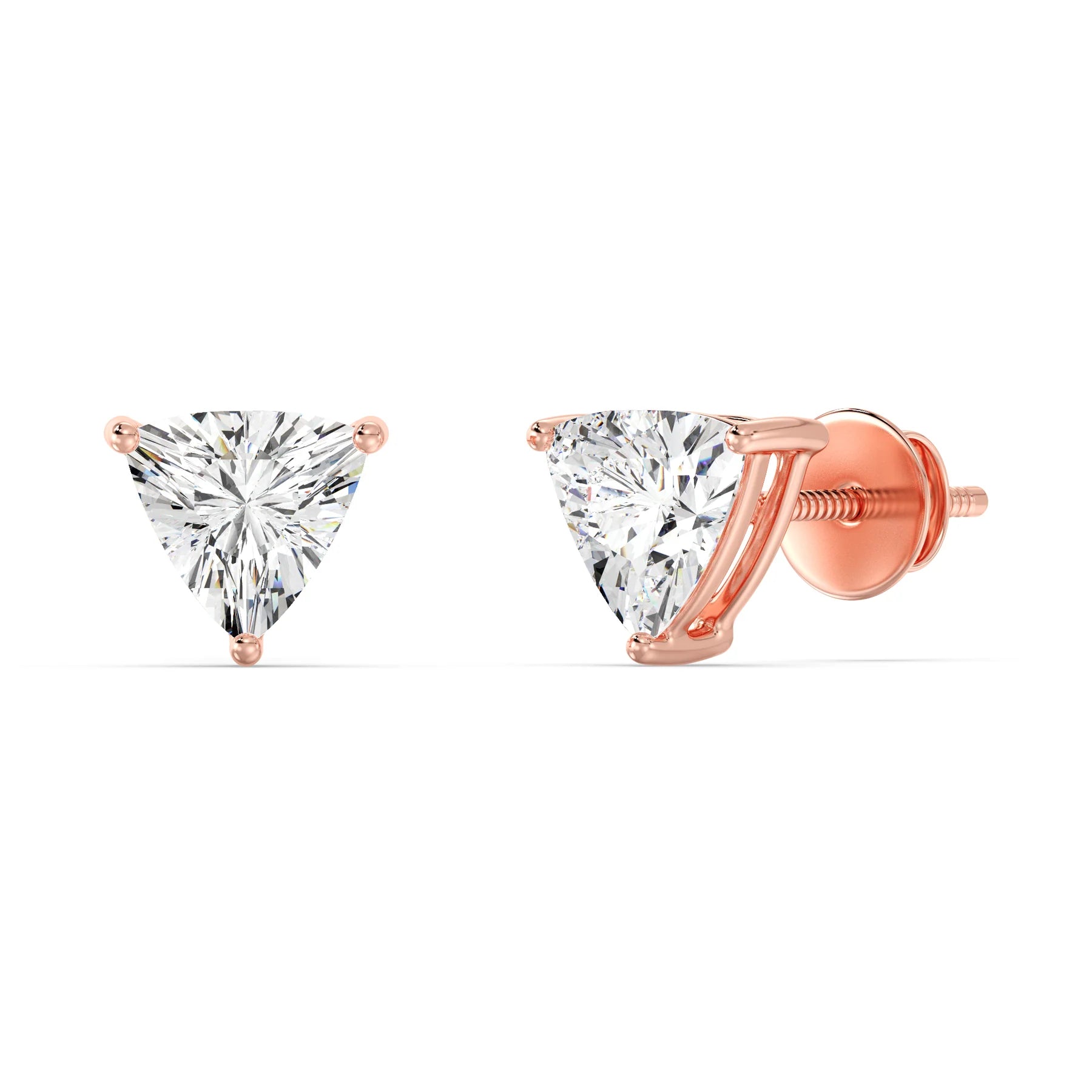 Dazzling Trillion-Cut Lab Grown Diamond Stud Earrings 0.5 CT
