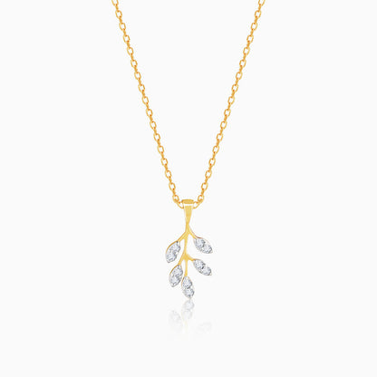 Gold Majestic Branches Diamond Pendant WIth Chain