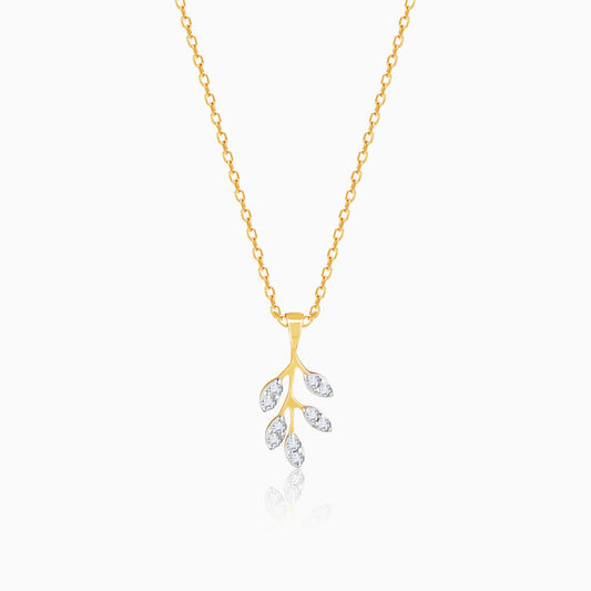 Gold Majestic Branches Diamond Pendant WIth Chain