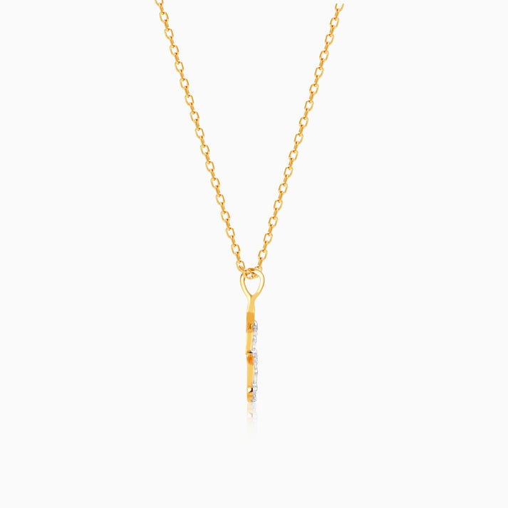 Gold Majestic Branches Diamond Pendant WIth Chain