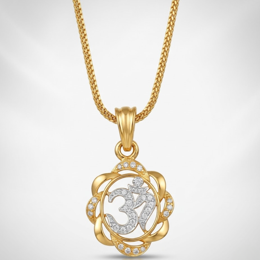Floral Aura OM Pendant with Chain