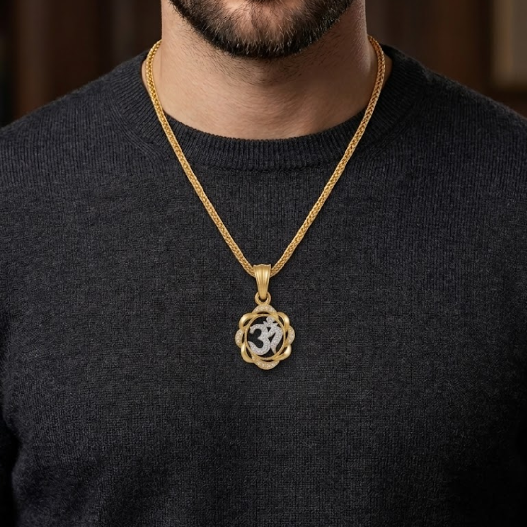 Floral Aura OM Pendant with Chain