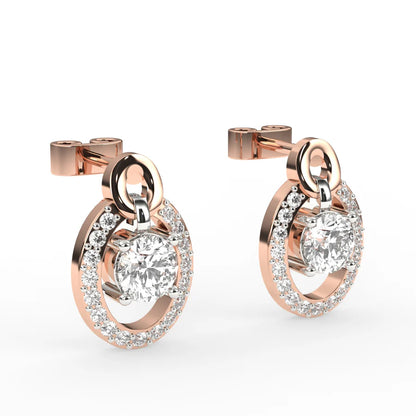 Oval Shaped Halo Diamond Studs Earrings