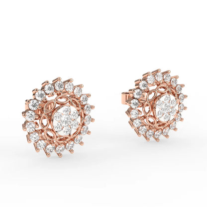 Lavish Floral Diamond Studs Earrings