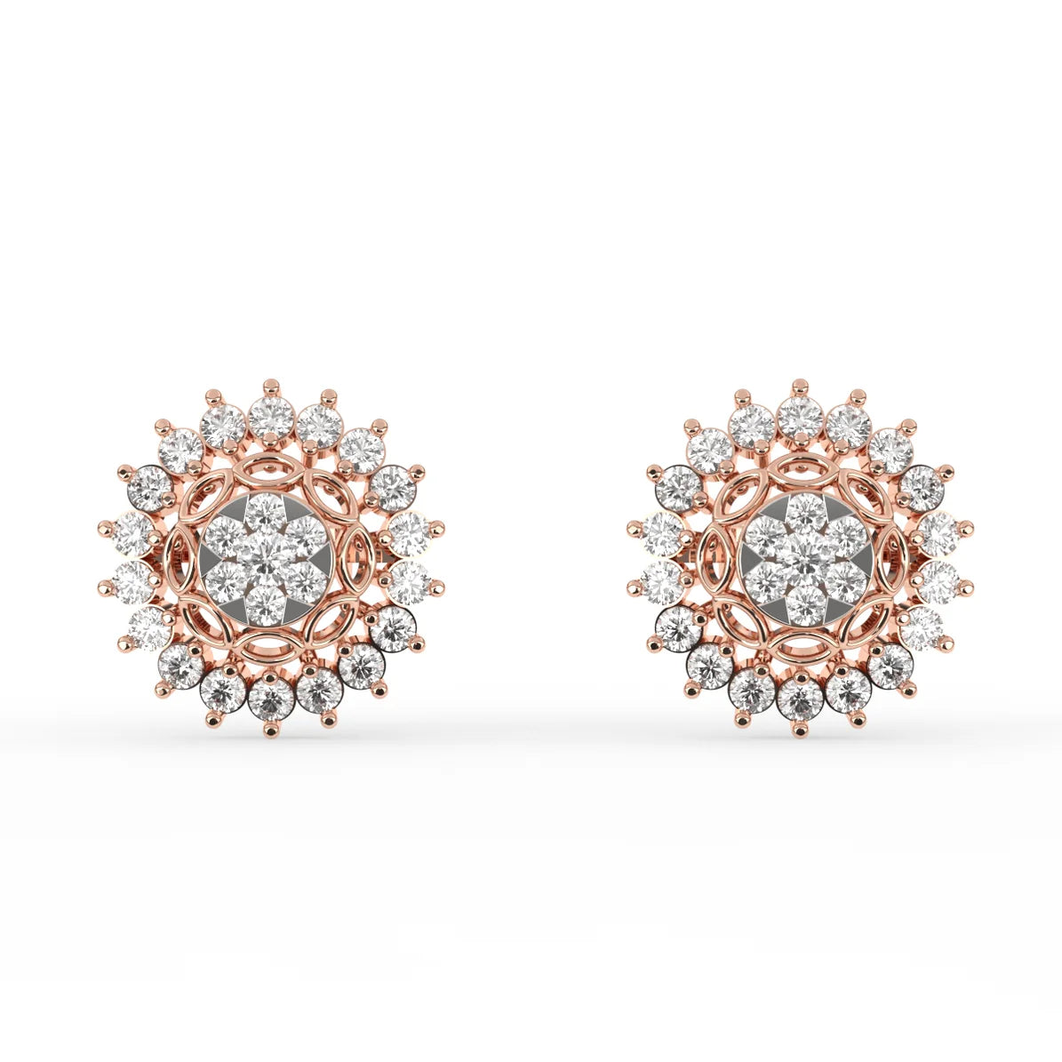 Lavish Floral Diamond Studs Earrings