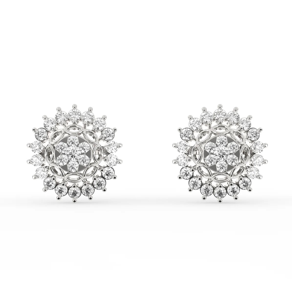 Lavish Floral Diamond Studs Earrings