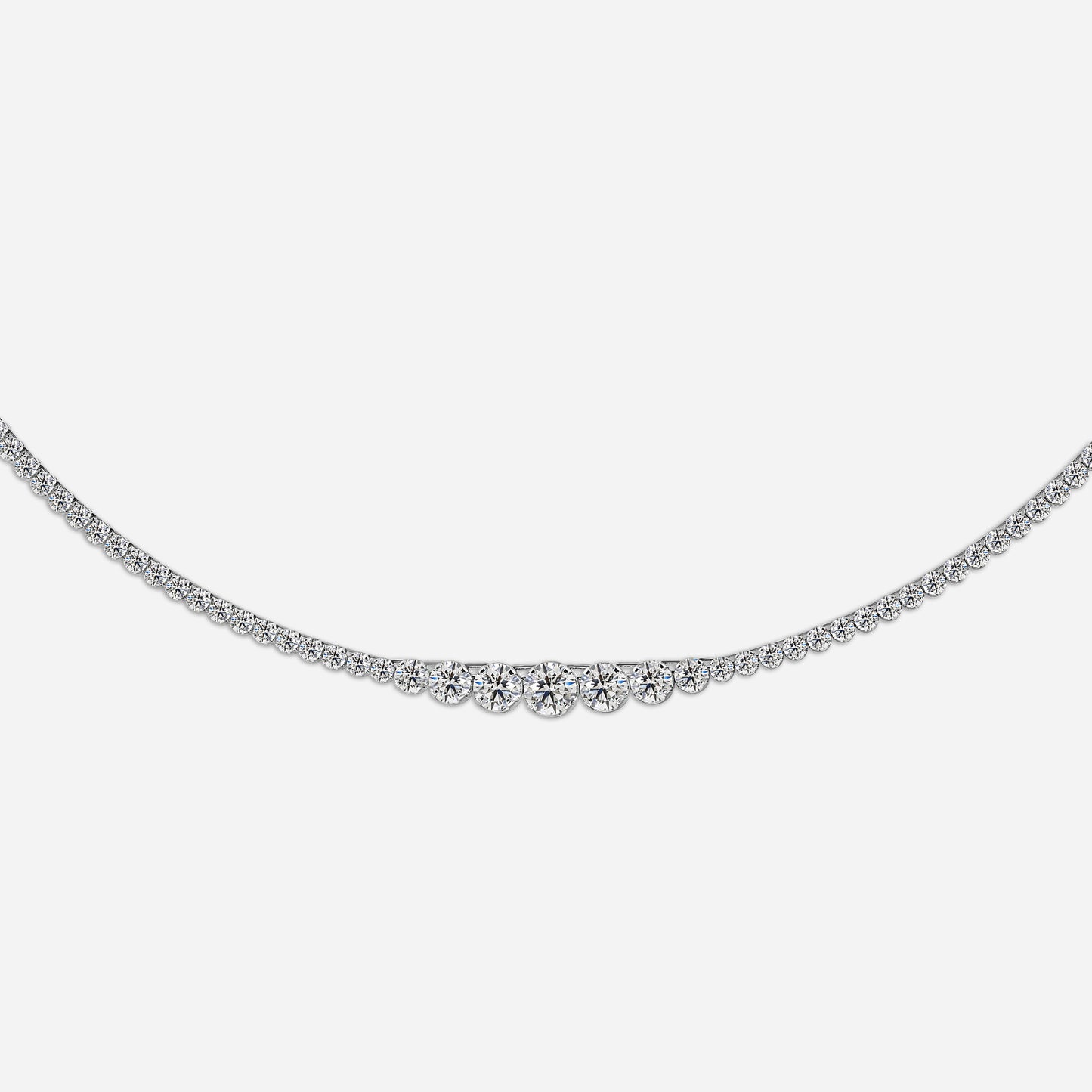 8.76 Carat Lab Grown Graduated Diamond Tennis Necklaces