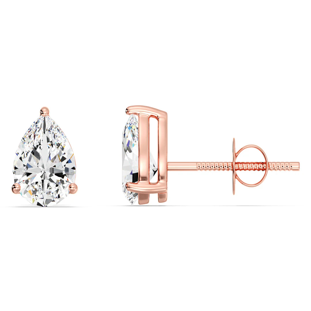 Pear Shaped Lab Grown Diamond Stud Earrings 0.5 CT Each