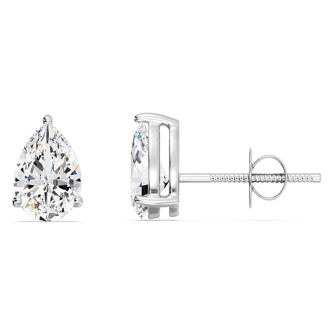 Pear Shaped Lab Grown Diamond Stud Earrings 0.5 CT Each