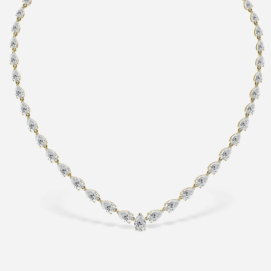 Luxurious Pear Diamond Tennis Necklace