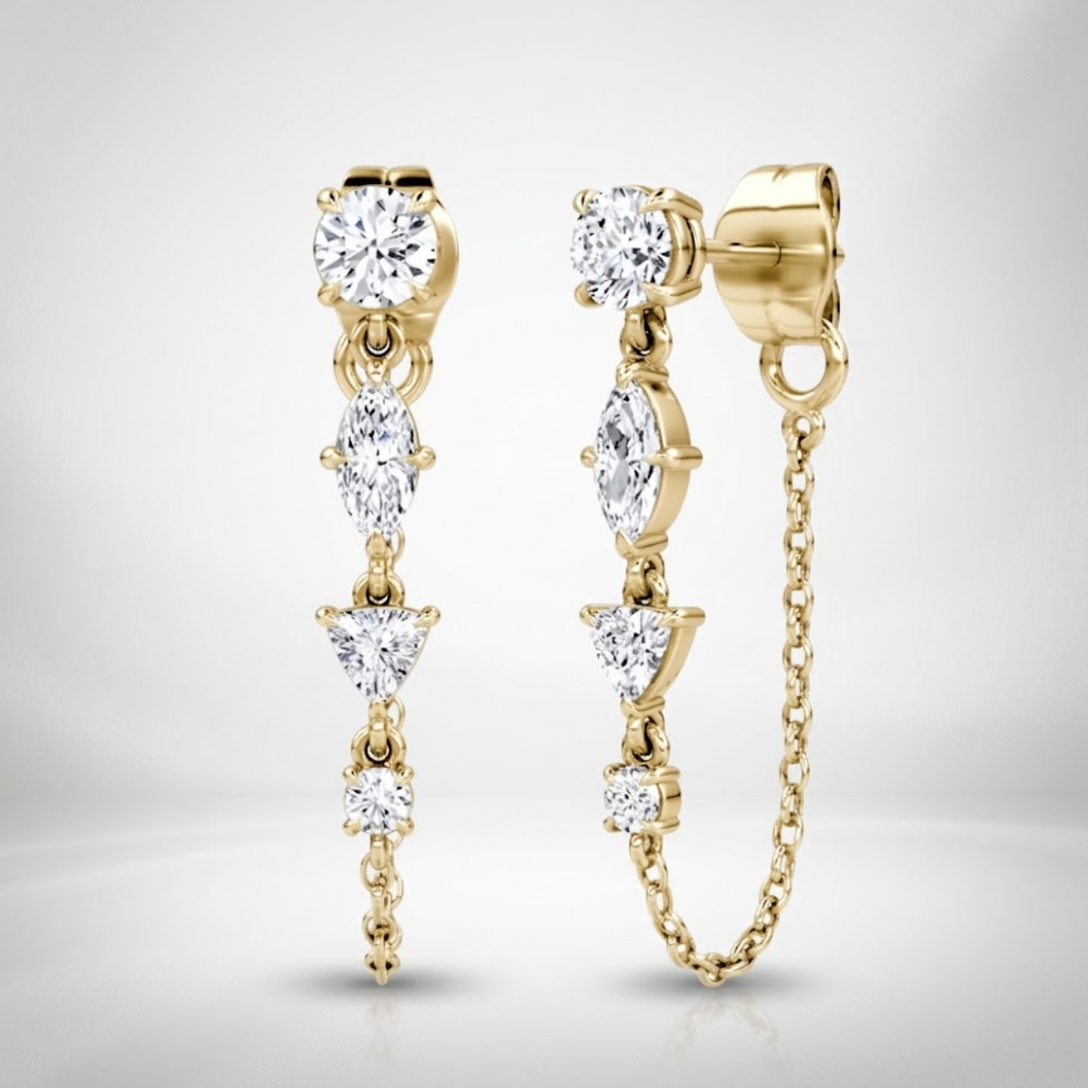Mixed Shape Linked Tennis Earrings