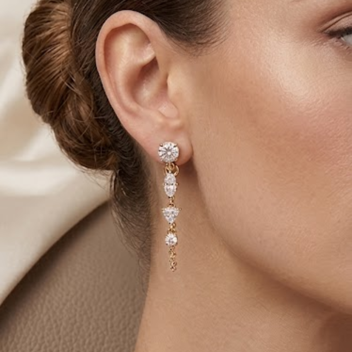 Mixed Shape Linked Tennis Earrings