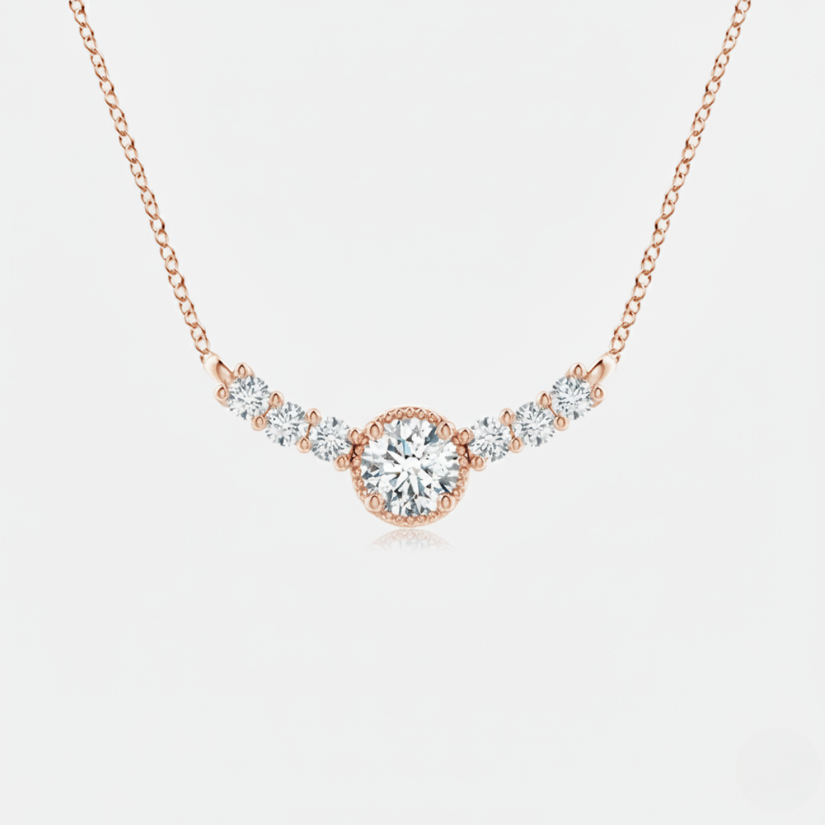 Vintage Inspired Diamond Curved Bar Pendant with chain
