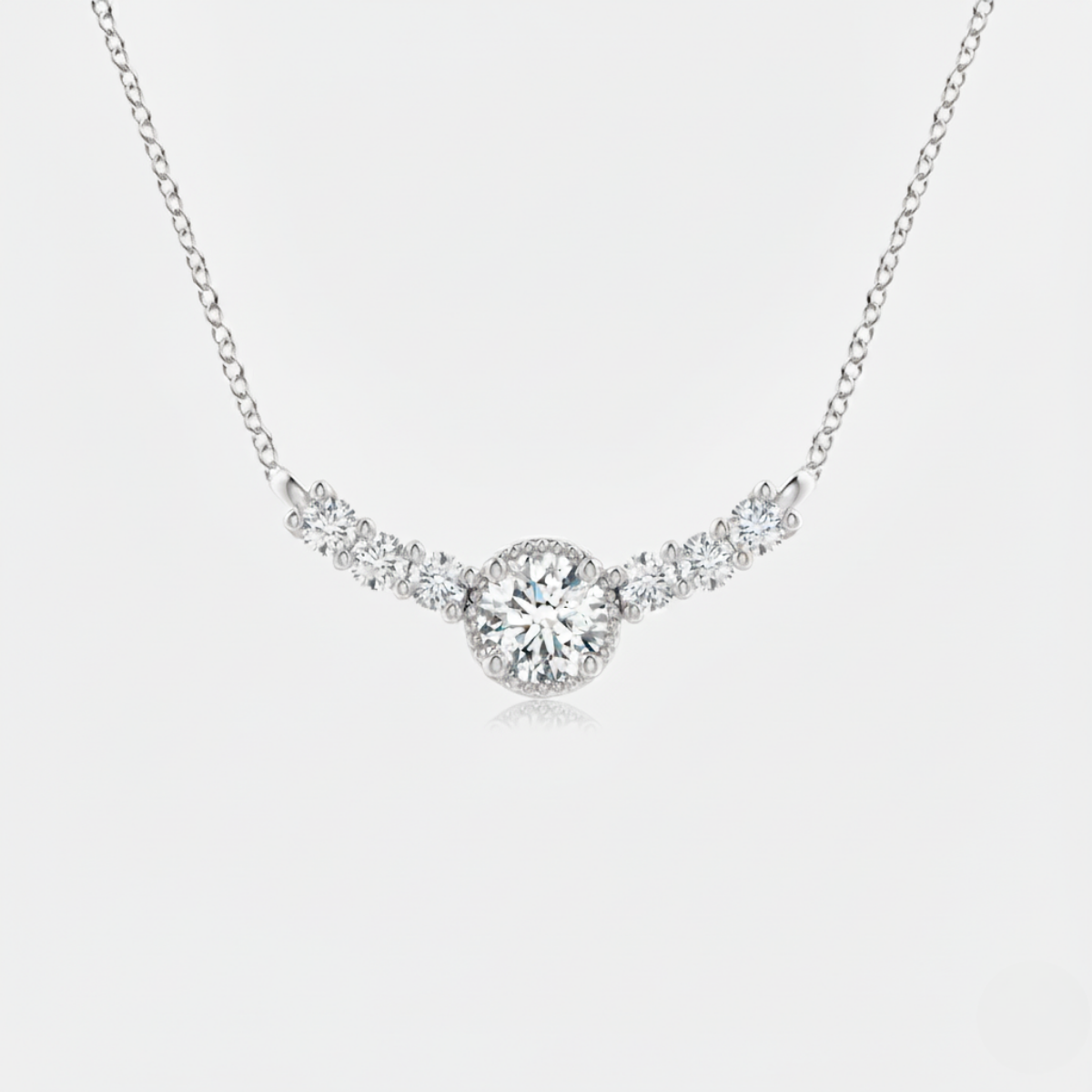Vintage Inspired Diamond Curved Bar Pendant with chain