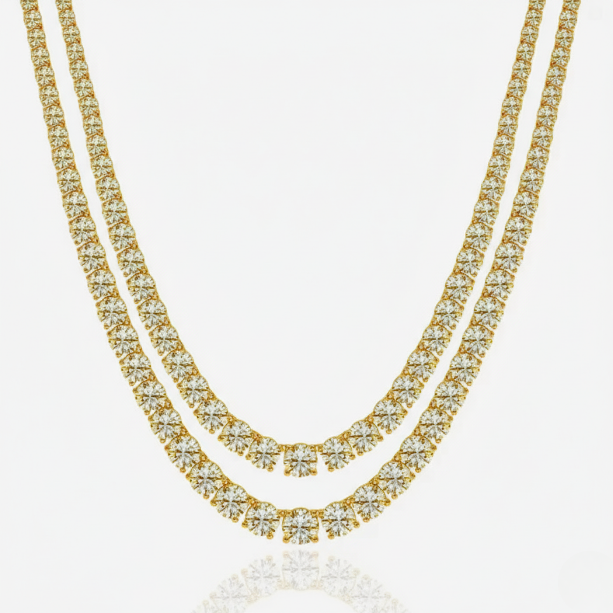 40 ctw Round Lab Grown Diamond Double Row Tennis Necklace