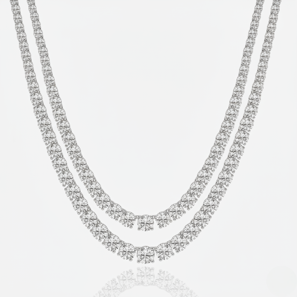 40 ctw Round Lab Grown Diamond Double Row Tennis Necklace