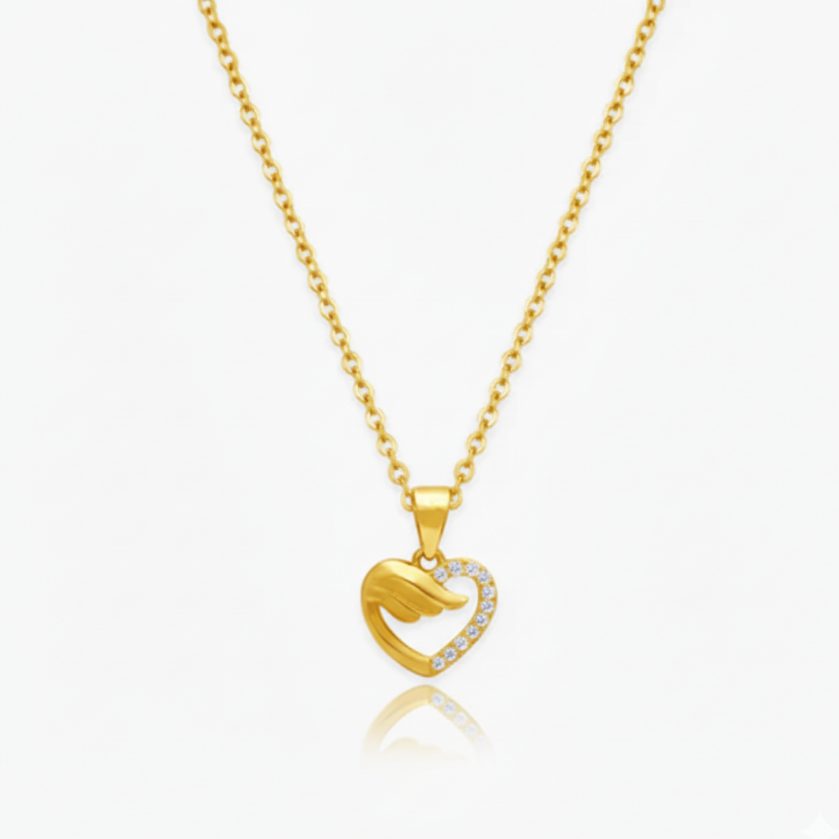 Rose Gold Winged Heart Pendant with Link Chain