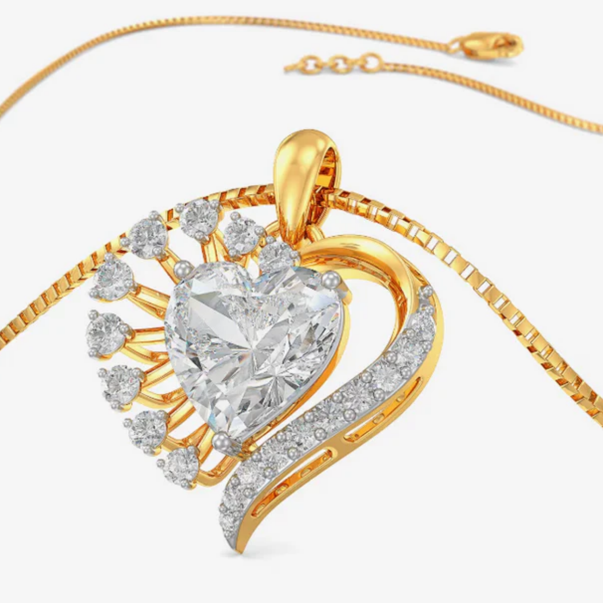 Heart Solitaire Flower lab grown diamond Pendant