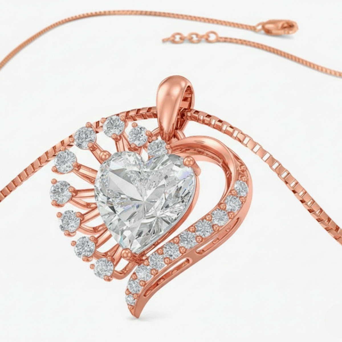 Heart Solitaire Flower lab grown diamond Pendant