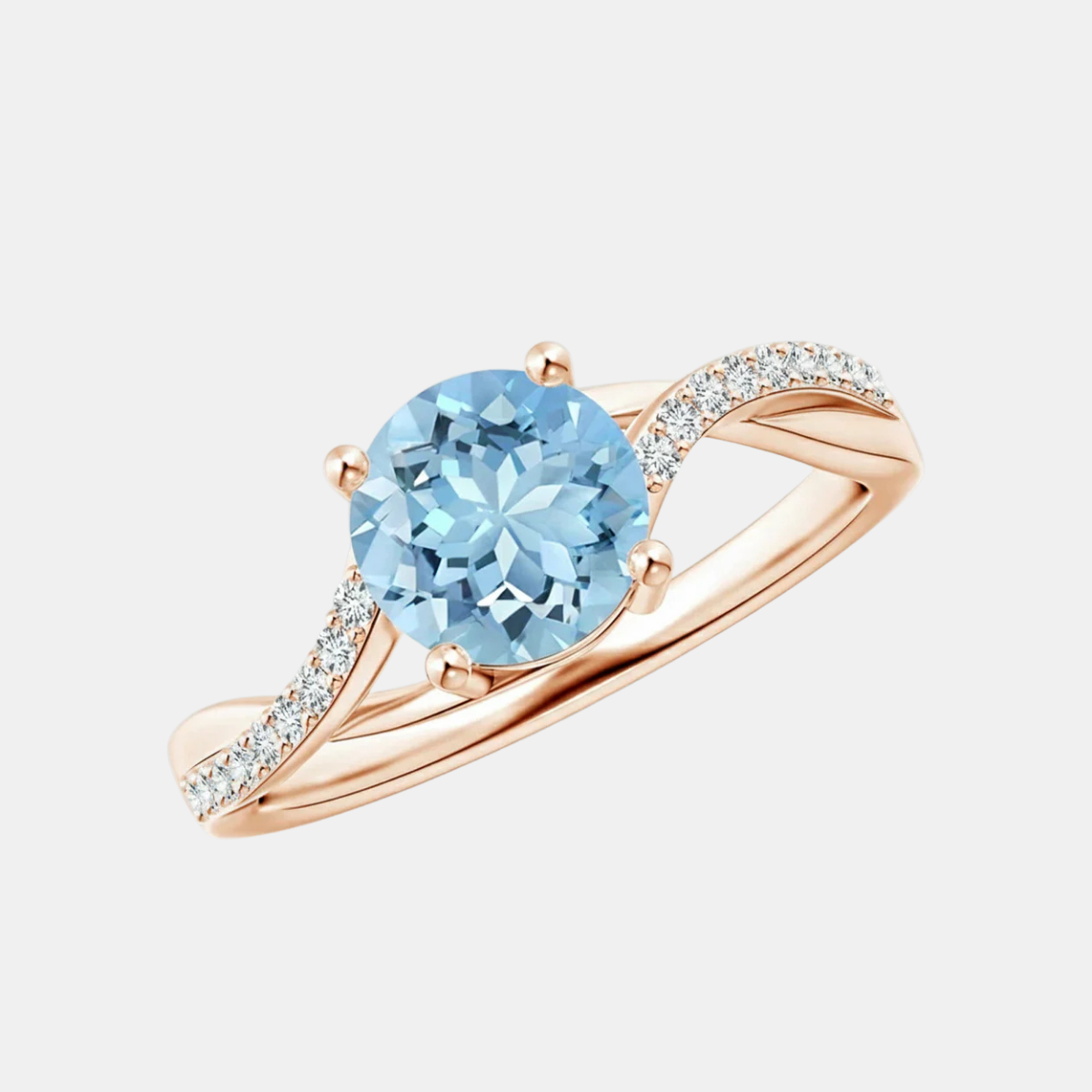 Aquamarine Twisted Split Shank Engagement Ring