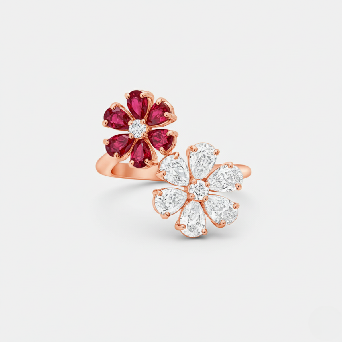 FORGET-ME-NOT RUBY AND DIAMOND TWIN RING