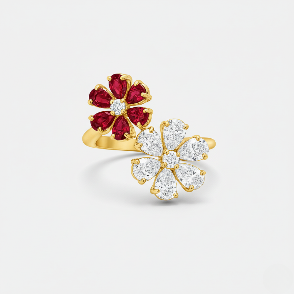 FORGET-ME-NOT RUBY AND DIAMOND TWIN RING