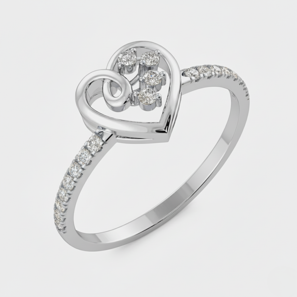 Tri-diamond Heart Lab grown diamond  Ring